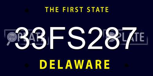 33FS287 Delaware License Plate