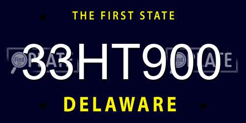 33HT900 Delaware License Plate