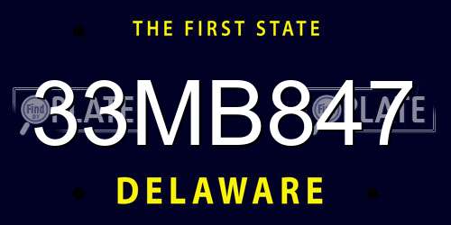 33MB847 Delaware License Plate