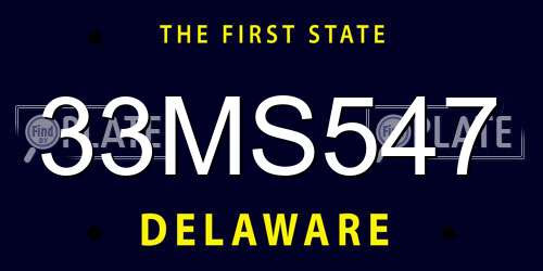 33MS547 Delaware License Plate
