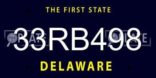 33RB498 Delaware License Plate
