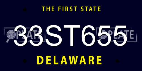 33ST655 Delaware License Plate