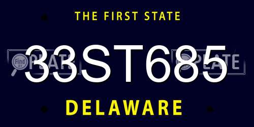 33ST685 Delaware License Plate