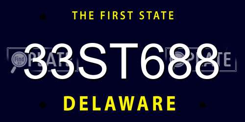 33ST688 Delaware License Plate