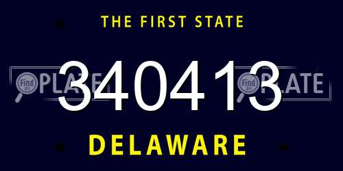 340413 Delaware License Plate