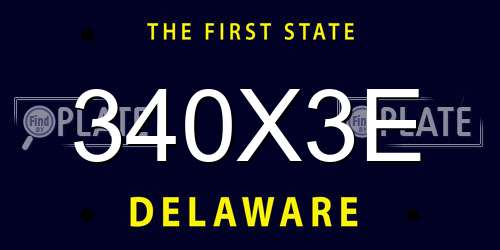 340X3E Delaware License Plate