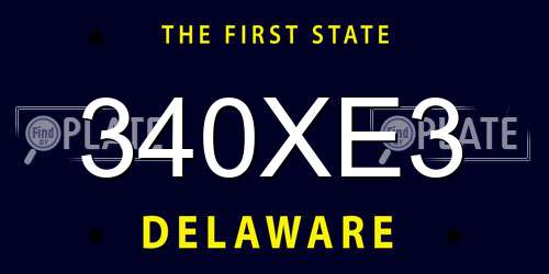 340XE3 Delaware License Plate