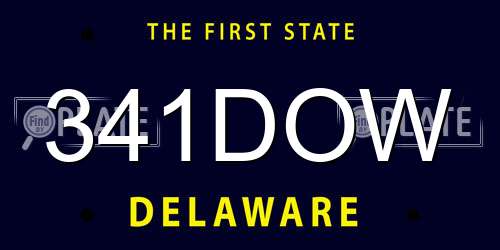 341DOW Delaware License Plate