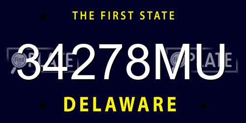 34278MU Delaware License Plate