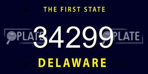 34299 Delaware License Plate