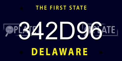 342D96 Delaware License Plate