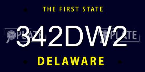 342DW2 Delaware License Plate
