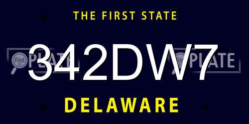 342DW7 Delaware License Plate