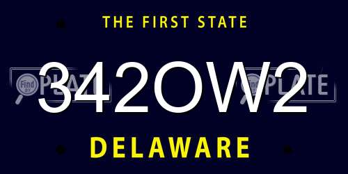 342OW2 Delaware License Plate