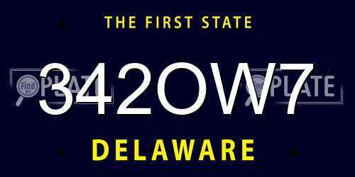 342OW7 Delaware License Plate