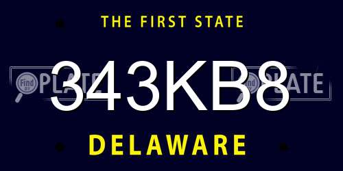 343KB8 Delaware License Plate