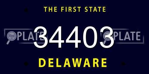 34403 Delaware License Plate