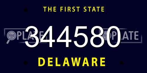 344580 Delaware License Plate