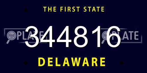 344816 Delaware License Plate