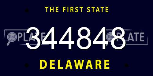 344848 Delaware License Plate
