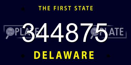 344875 Delaware License Plate