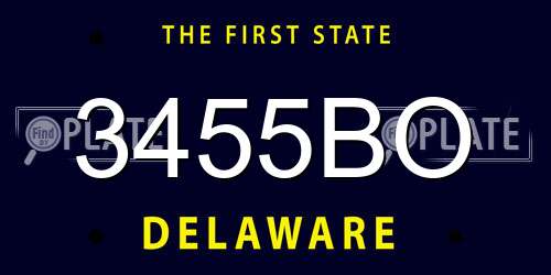 3455BO Delaware License Plate