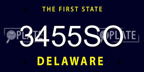 3455SO Delaware License Plate