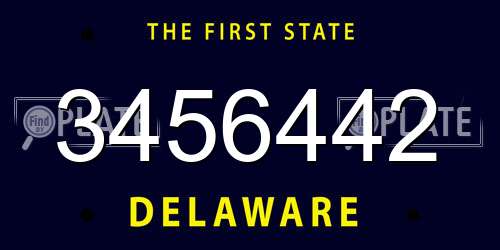 3456442 Delaware License Plate