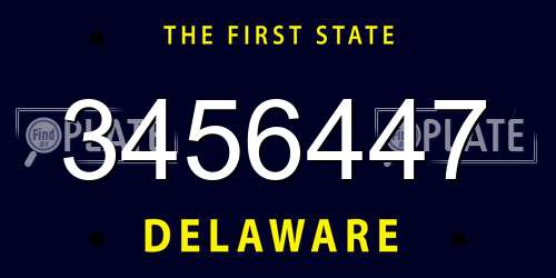3456447 Delaware License Plate