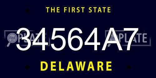 34564A7 Delaware License Plate