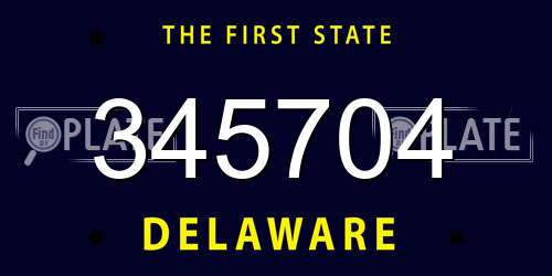 345704 Delaware License Plate