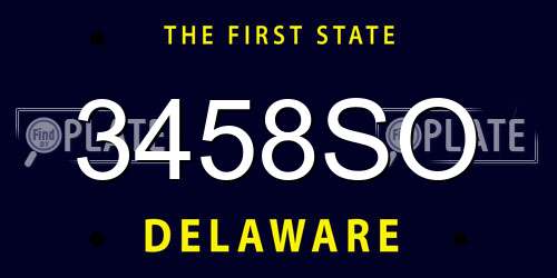 3458SO Delaware License Plate