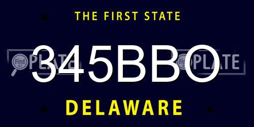 345BBO Delaware License Plate