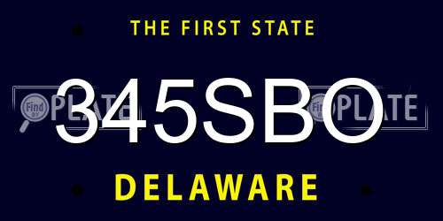 345SBO Delaware License Plate