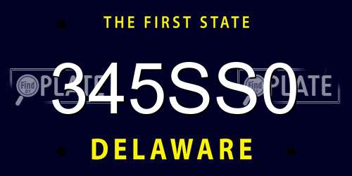 345SS0 Delaware License Plate