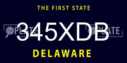 345XDB Delaware License Plate