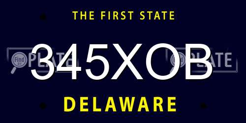 345XOB Delaware License Plate