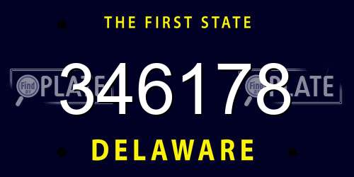 346178 Delaware License Plate
