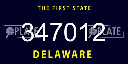 347012 Delaware License Plate