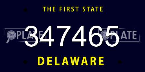 347465 Delaware License Plate