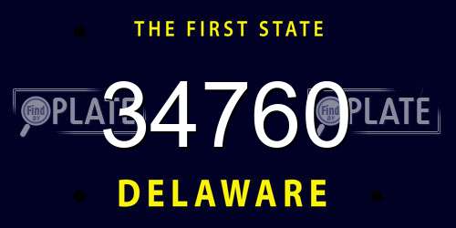 34760 Delaware License Plate