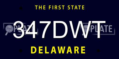 347DWT Delaware License Plate