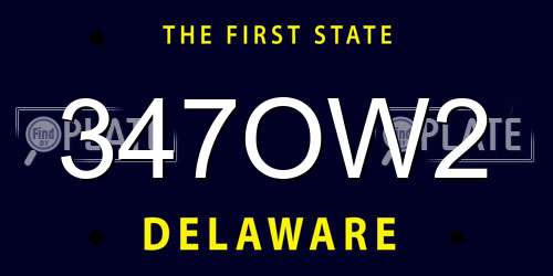 347OW2 Delaware License Plate