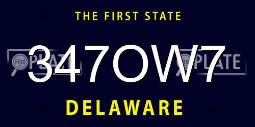 347OW7 Delaware License Plate
