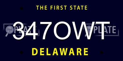 347OWT Delaware License Plate