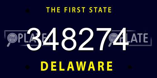 348274 Delaware License Plate