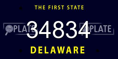 34834 Delaware License Plate