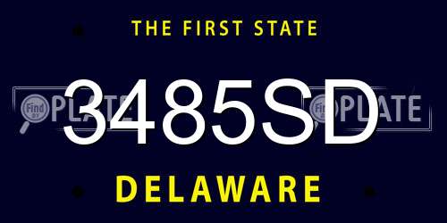 3485SD Delaware License Plate