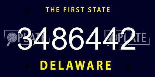 3486442 Delaware License Plate