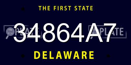 34864A7 Delaware License Plate